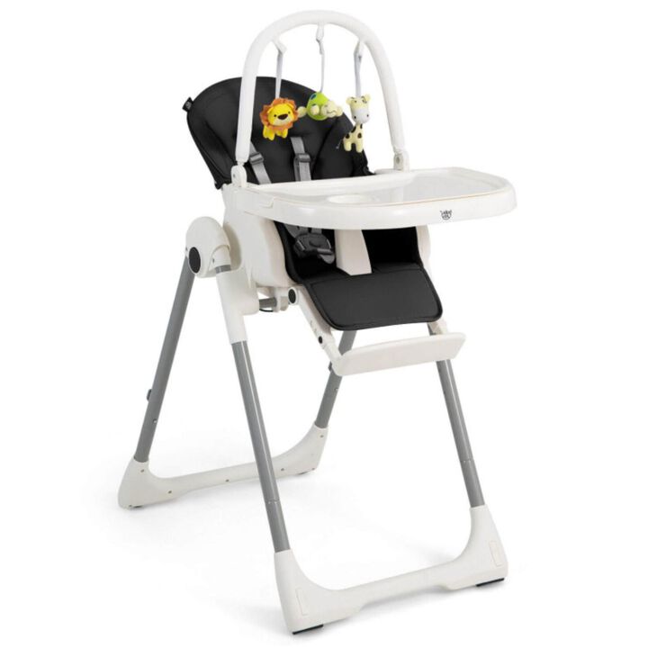 Hivvago 4-in-1 Foldable Baby High Chair with 7 Adjustable Heights and Free Toys Bar