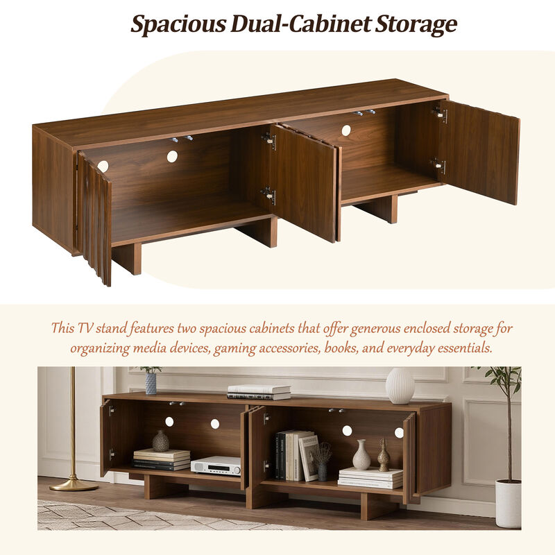 Nankso Retro Style Wood Grain TV Stand image number 5