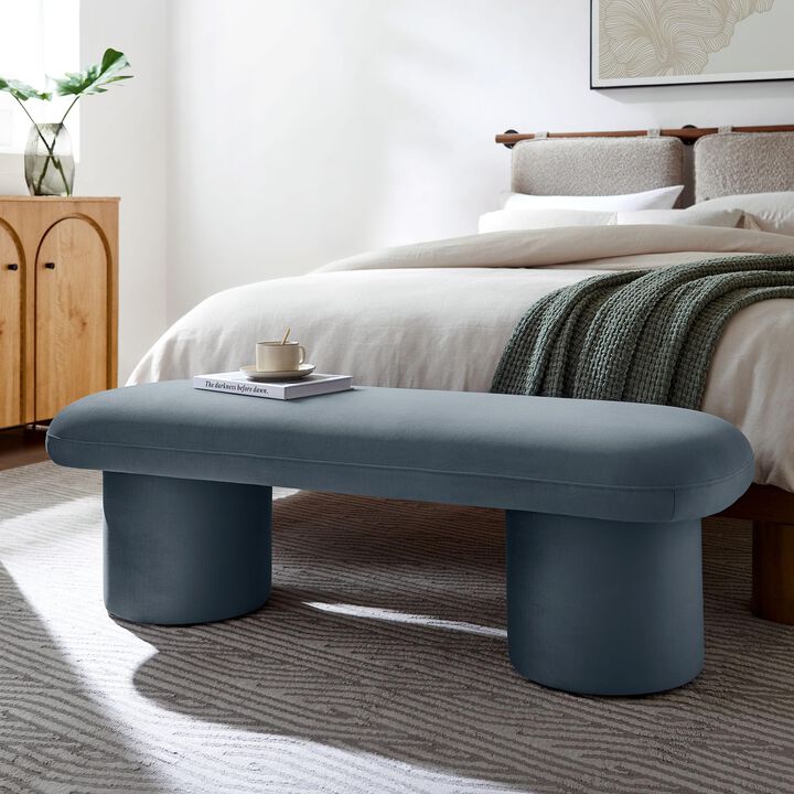 Modway Orla Performance Velvet Upholstered Bench in Taupe