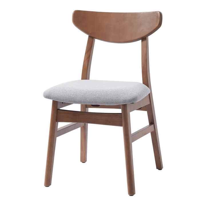 Whisen 2-Piece 19.8inch Upholstered Dining Chairs, Solid Rubber Wood Mid-Century Modern for Living Room Kitchen