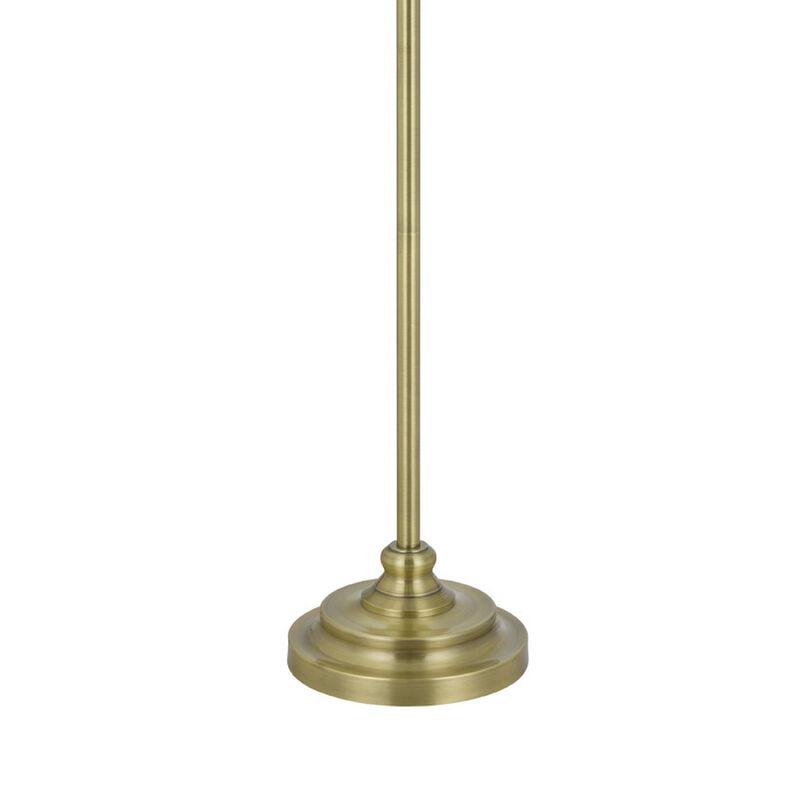 Floor Lamp with Light Gray Hardback Linen Shade, 61 Inch Antique Brass image number 6