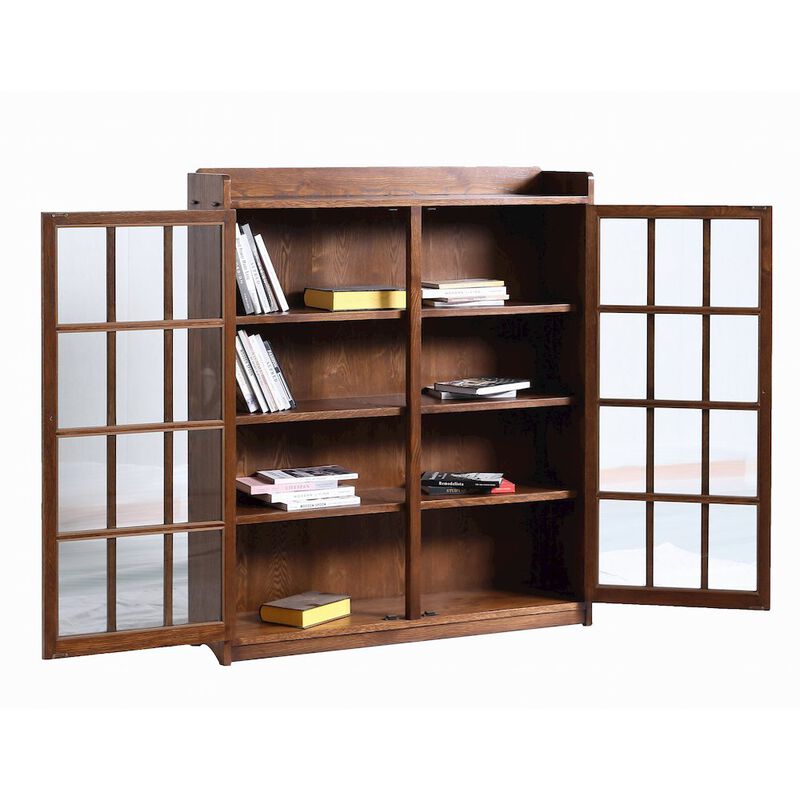 Crafters and Weavers Mission Oak 2 Door Bookcase with Glass Doors