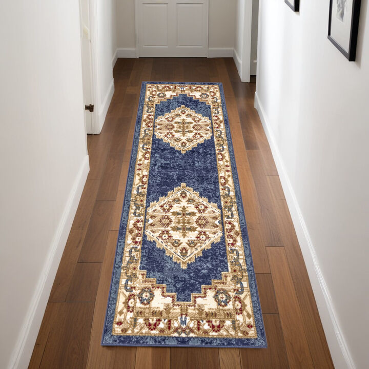 HomeRoots Medallion Distressed Runner Rug