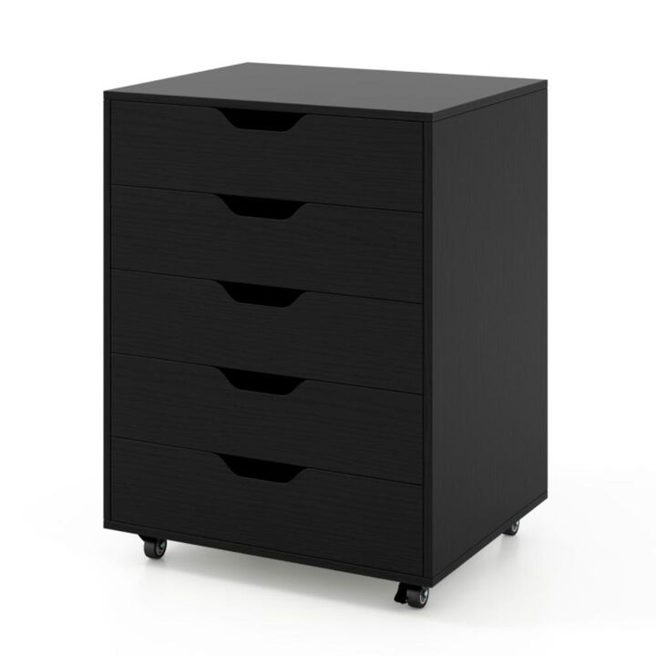 Hivvago 5 Drawer Mobile File Cabinet with Wheels for Living Room