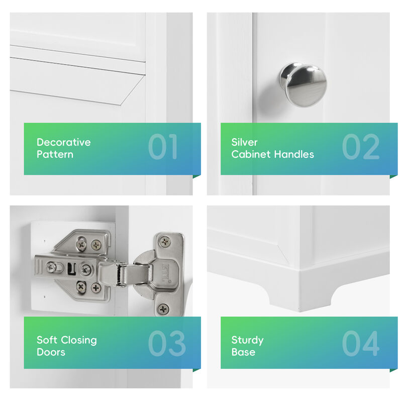 Whisen Minimalist Bathroom Vanity with Sink, Bathroom Cabinet with Soft Closing Door, Storage Rack and Adjustable Shelf - White