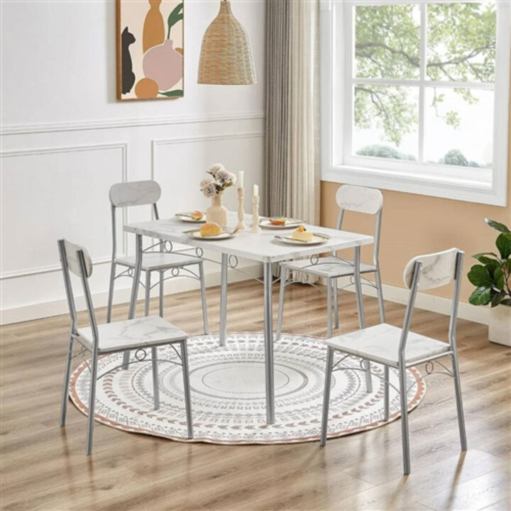 5-Piece Dining Set – Industrial Style Table with Wood Top & 4 Matching Chairs