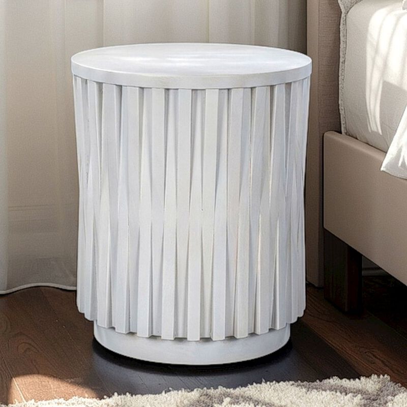 Carolina Chair & Table Hatteras Hi-Lo Vertical Slats Accent Table - Whitewash