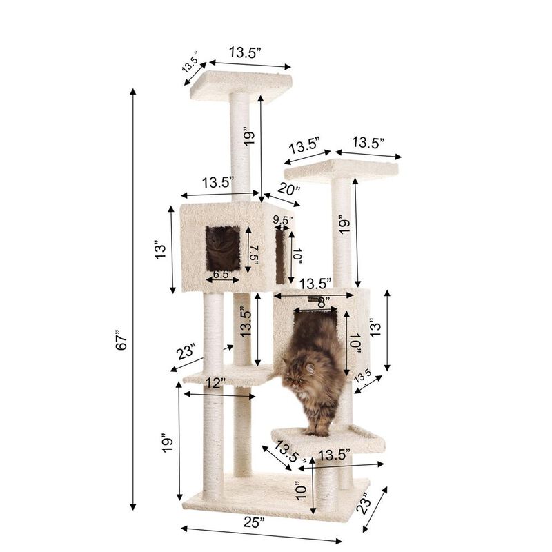Armarkat Multi-Level Real Wood Cat Tree With Two Spacious Condos