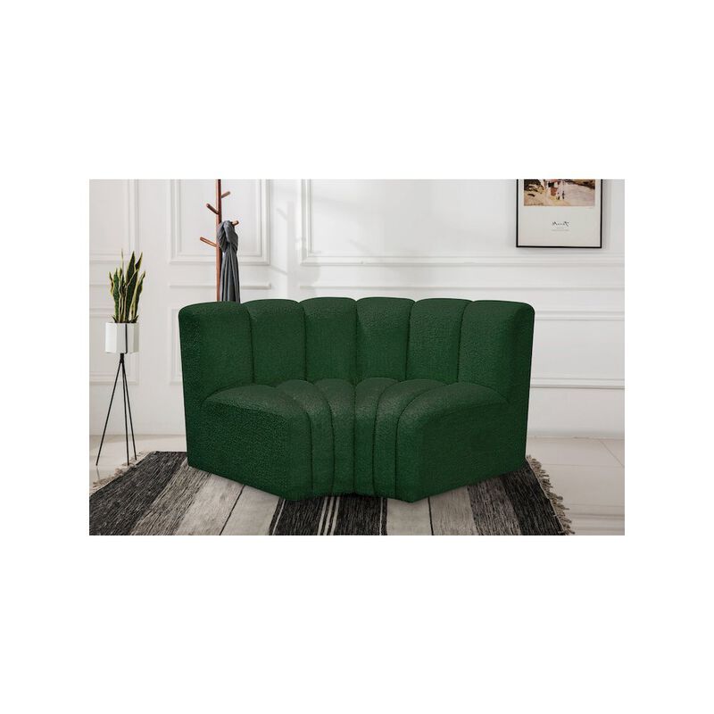 Meridian Furniture Arc Green Boucle Fabric Modular Sofa