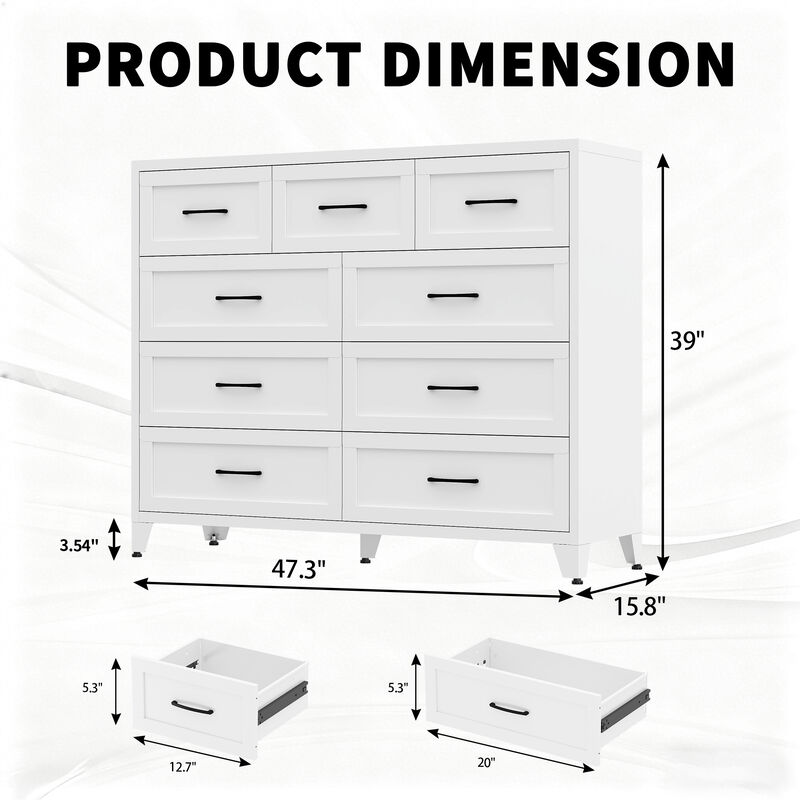 Kankes  9-Drawer Metal Dresser image number 5
