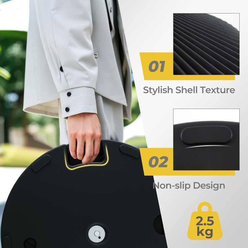 Portable Outdoor Umbrella Stand with Water & Sand Fill, Shell Design, and 3 Size Couplers