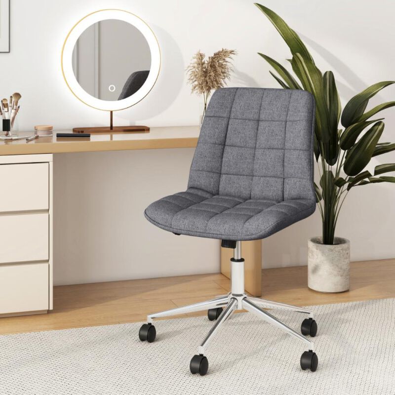 Hivvago Armless Office Chair Upholstered Makeup Vanity Chair with Adjustable Height and Wheels