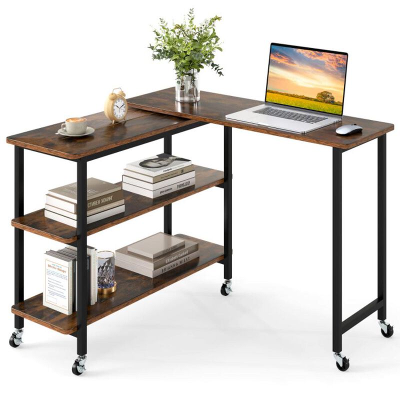 Hivvago 360&deg; Free Rotating Sofa Side Table with Swivel and Sliding Tabletop