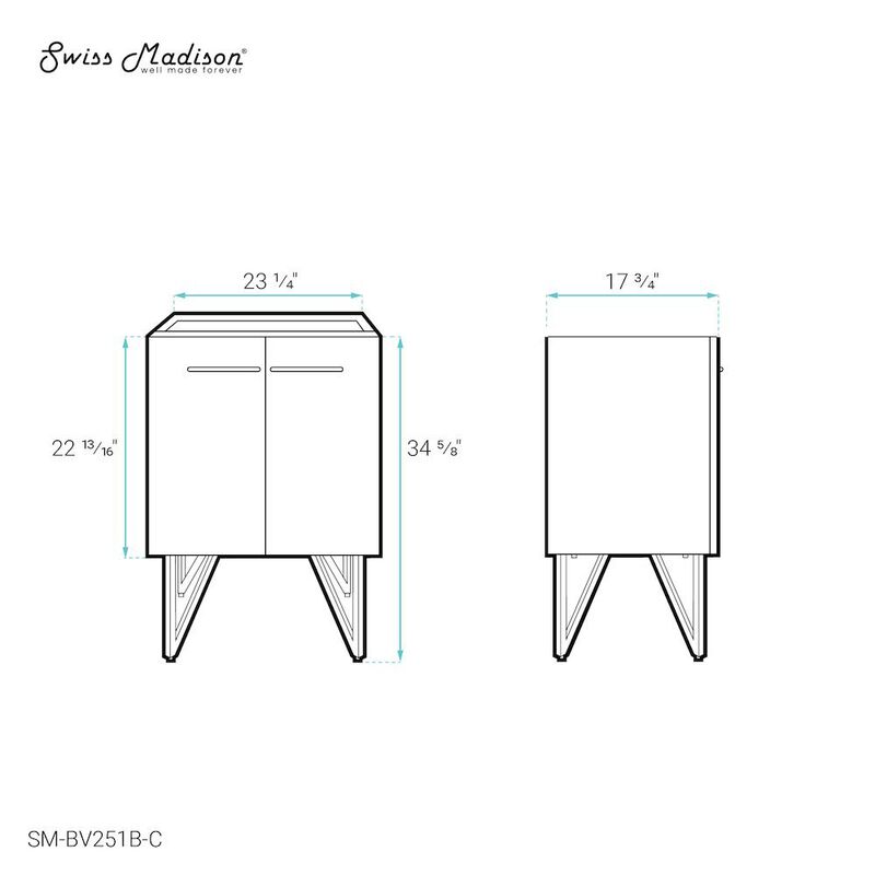 Annecy 24 Phantom Black Bathroom Vanity Cabinet Only (SM-BV251B) image number 4