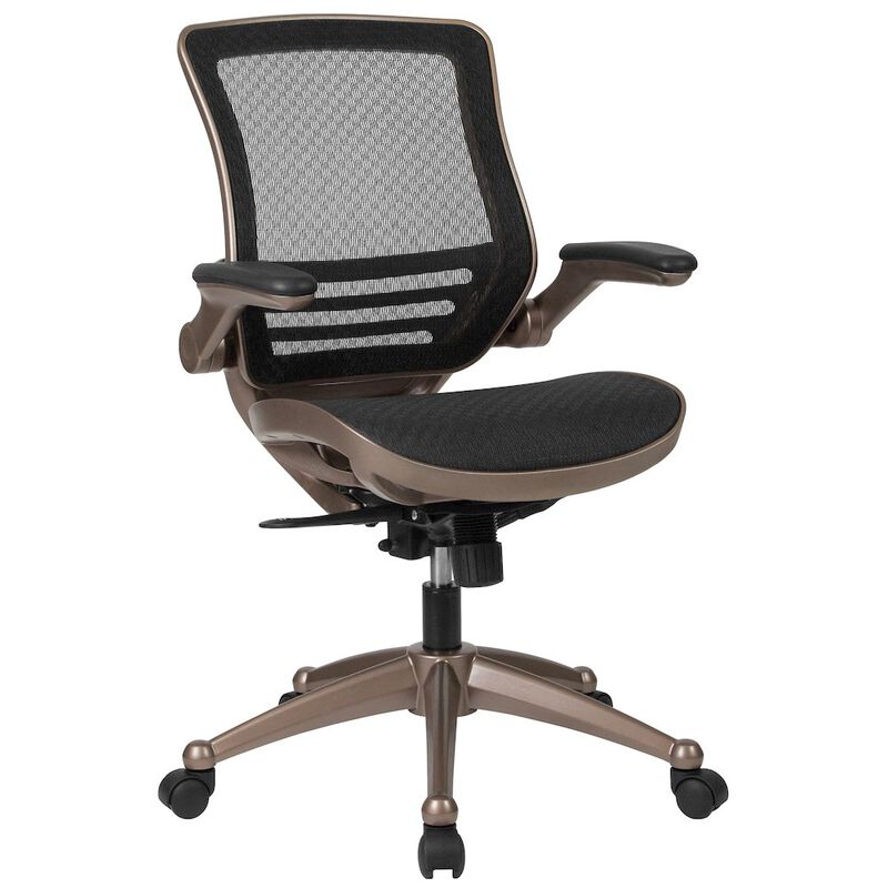 Flash Furniture Mid-Back Black Mesh Executive Swivel Office Chair with Melrose Gold Frame image number 0
