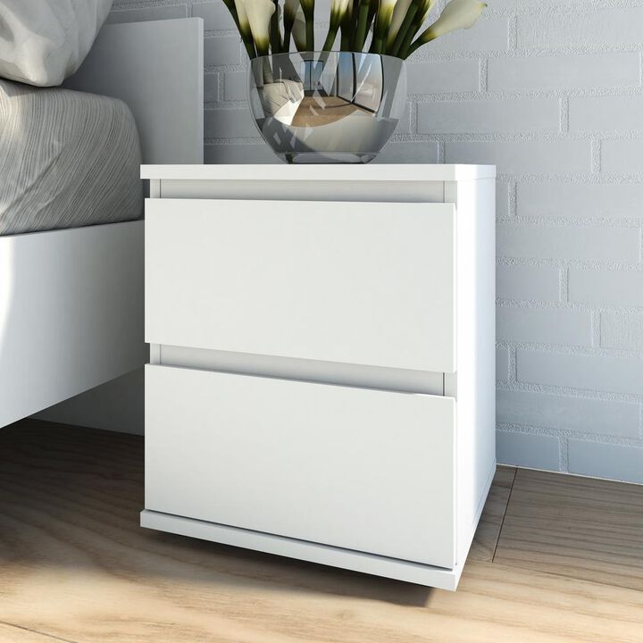 Tvilum Aurora 2 Drawer Nightstand, White