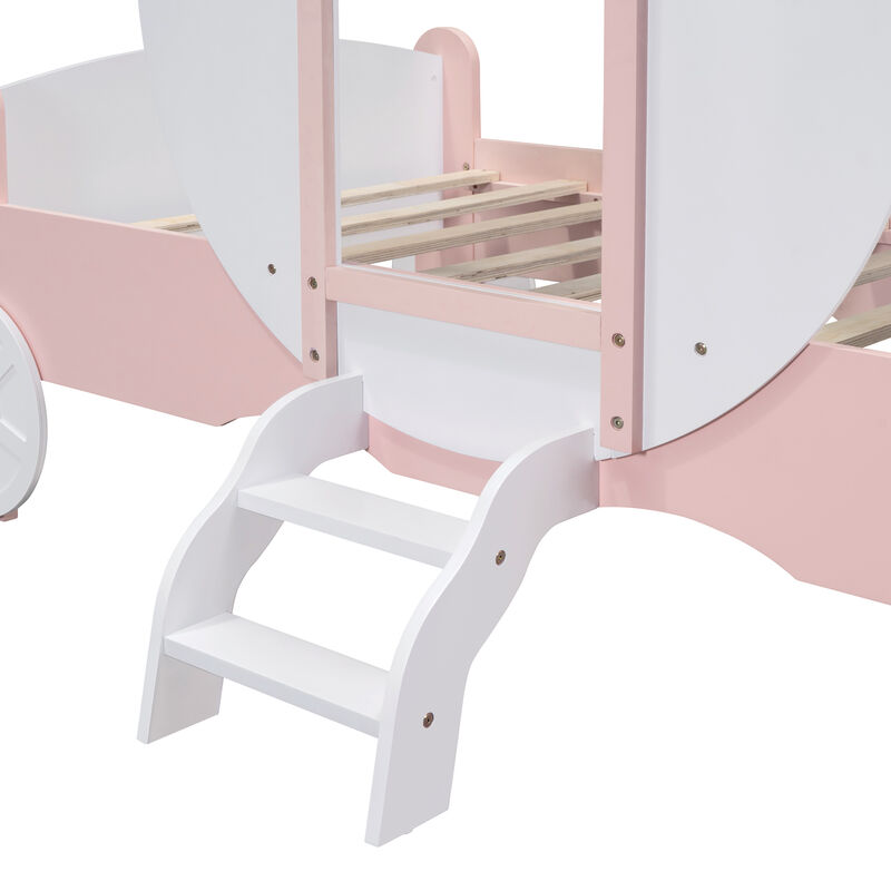 Merax Twin size Princess Carriage Bed with Crown