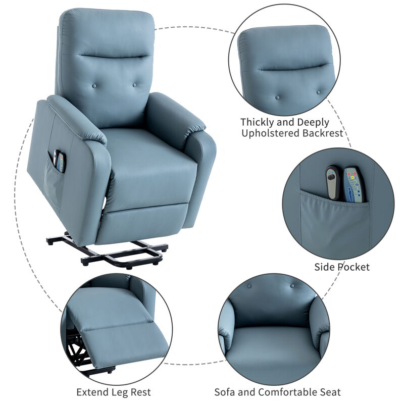 Massage Recliner Chair Electric Power Lift Chairs with Side Pocket, Adjustable Massage and Heating Function for Adults and Seniors, Squirrel grey