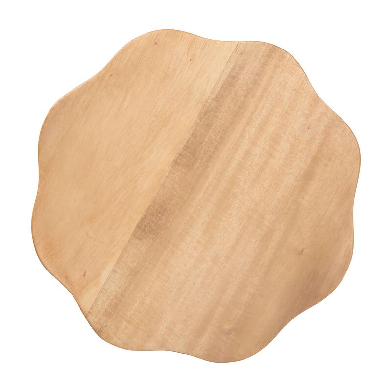 bali & pari Sino Acacia Wood Multipurpose Accent Stool - Sculptural End Table with Wavy Tripod Base for Living Room, Bedroom or Dining Room image number 4