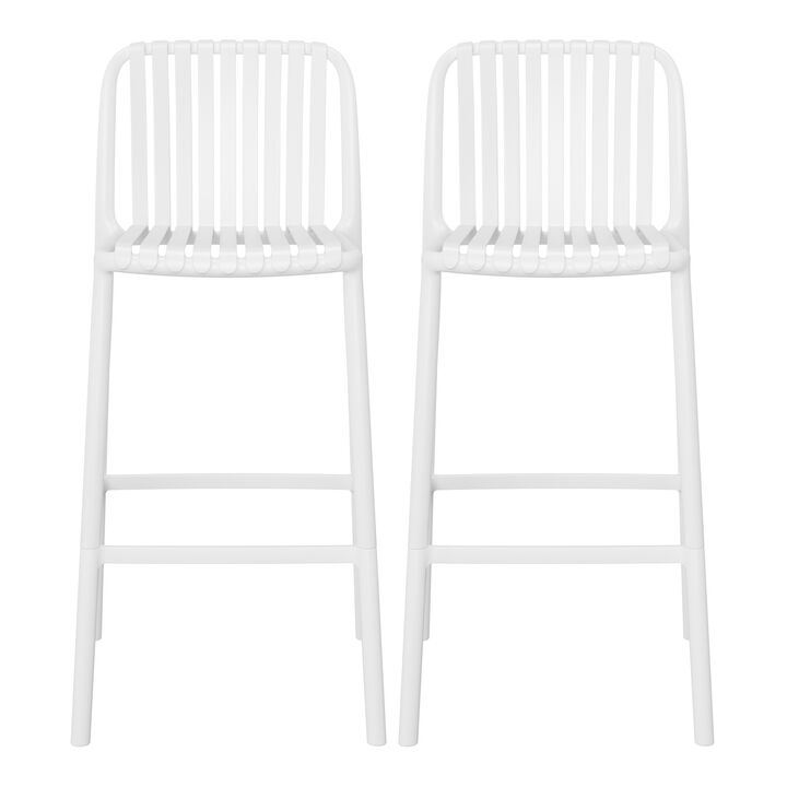 WestinTrends 29.5" Outdoor Modern Polypropylene Plastic Patio Bar Height Stools (Set of 2)