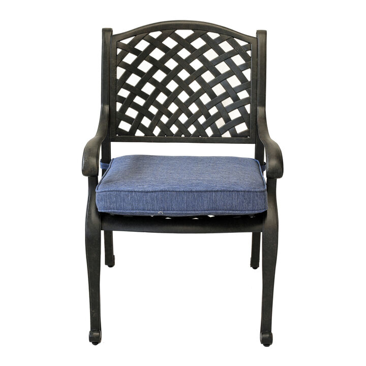 Sparta Modern Dining Arm Chair, Navy Blue