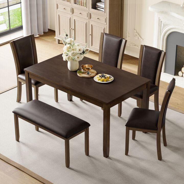 Pimmel 6‑Piece Rectangular Farmhouse Rustic  Dining Table Set