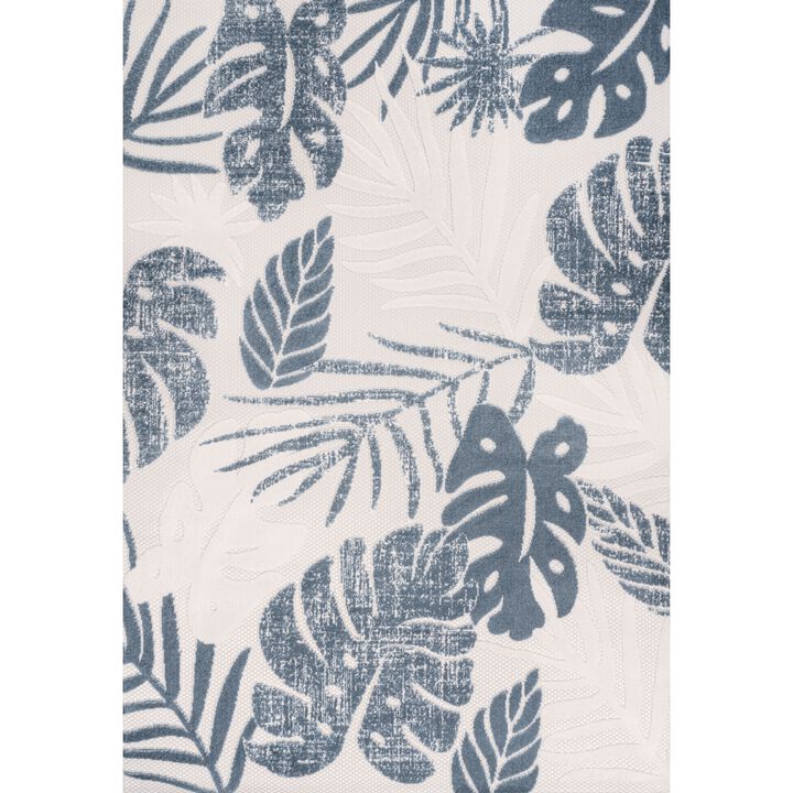 Monstera Tropical Leaf High-Low Cream/Dark Indoor/Outdoor Area Rug