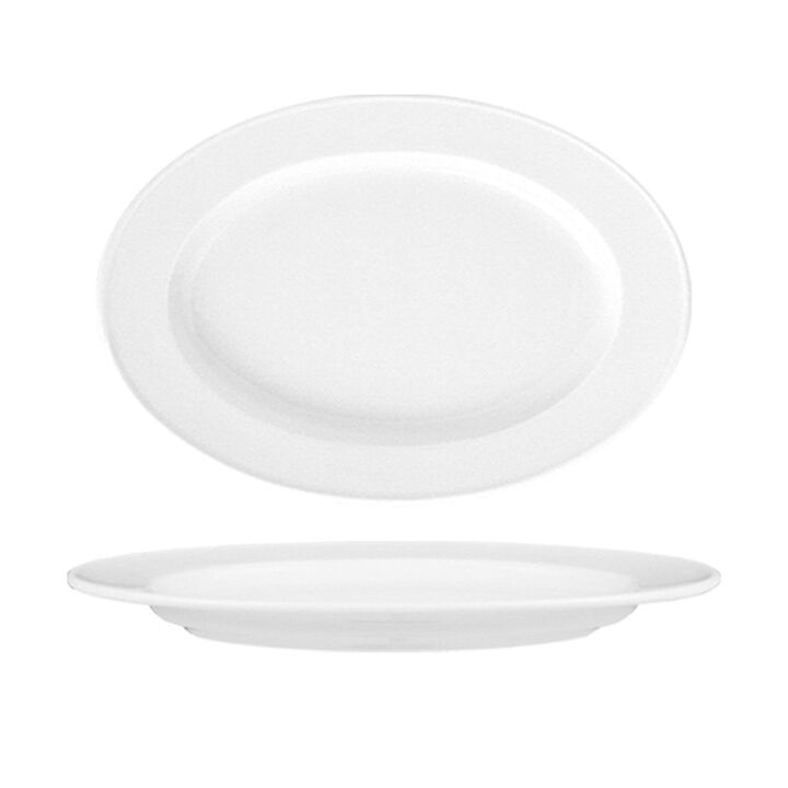 Delta 11" x 7" x h:1" Oval White Porcelain Platter (Set of 2)