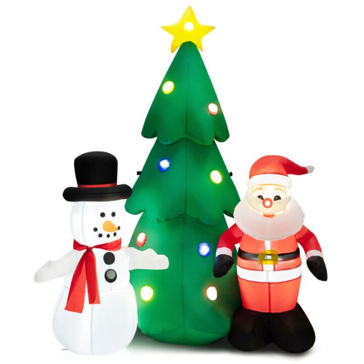 6 Feet Tall Lighted Inflatable Christmas Decoration with Santa Claus and Snowman
