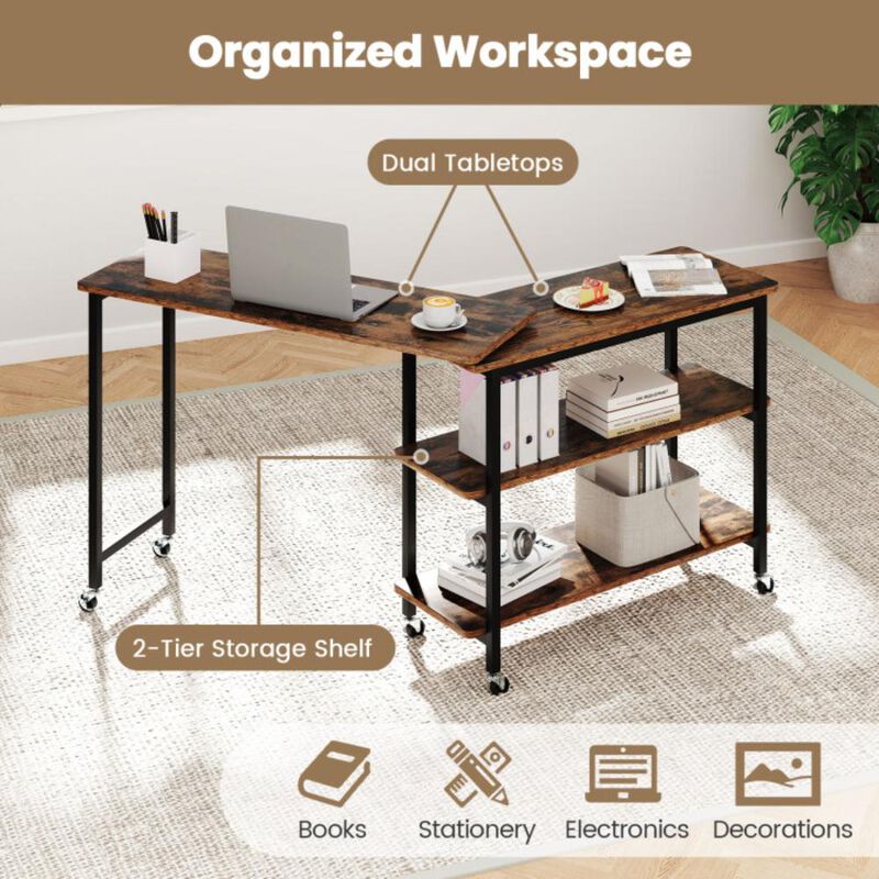 Hivvago 360&deg; Free Rotating Sofa Side Table with Swivel and Sliding Tabletop