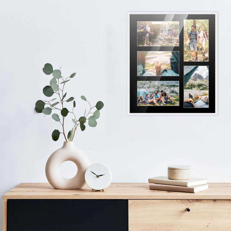 12x14 Wood Collage Frame with a Black Mat for 4x6 Pictures