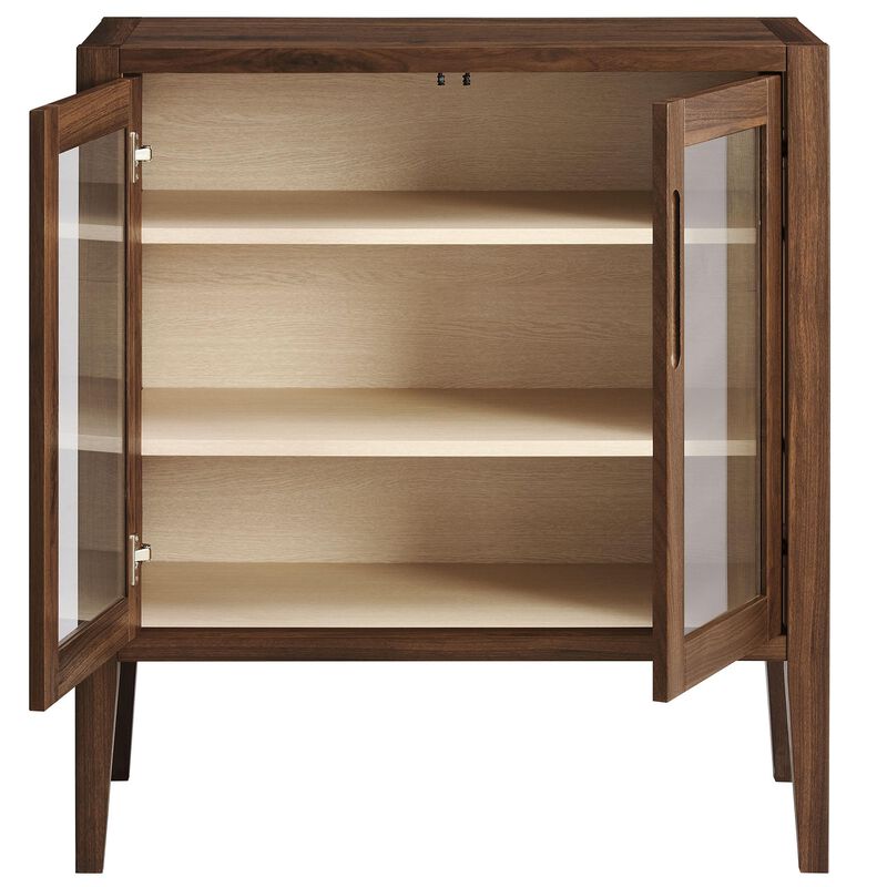 Modway Nell 36 Inch Accent Storage Cabinet in Walnut &ndash; Tea/Coffee Small Buffet Cabinet with Shelves for Living Room, Hallway, or Entryway image number 7