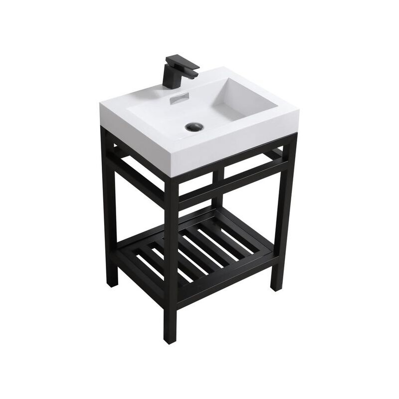 Kubebath Cisco 24 Stainless Steel Console with Acrylic Sink - Matt Black