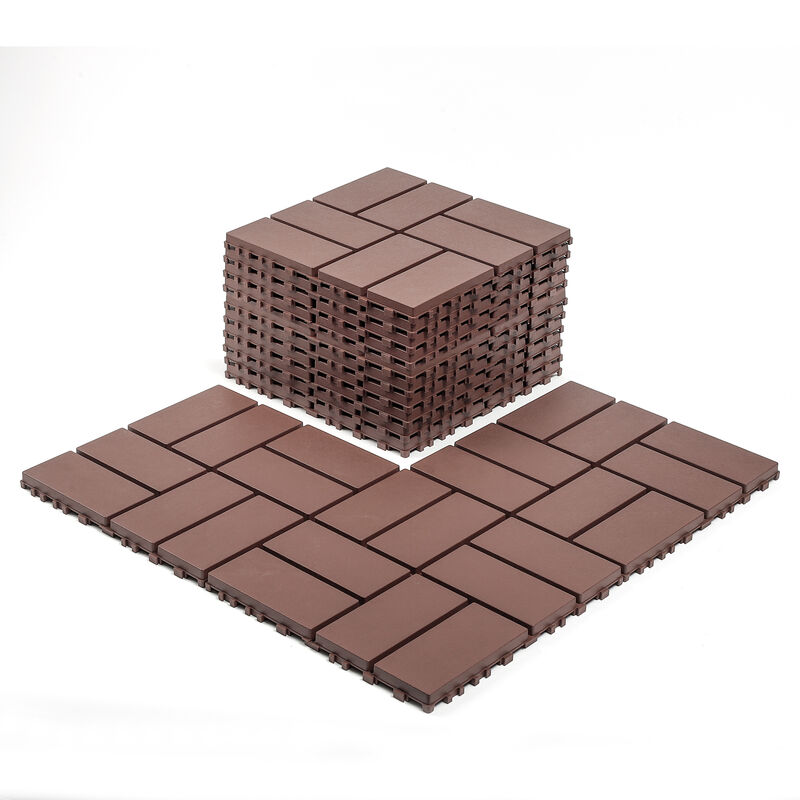 44 Pcs Plastic Interlocking Patio Deck Tiles,Outdoor Flooring, Waterproof for All-Weather Use image number 0
