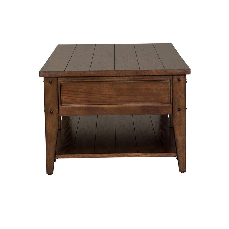Liberty Furniture Lake House Cocktail Table in Rustic Brown Oak image number 2