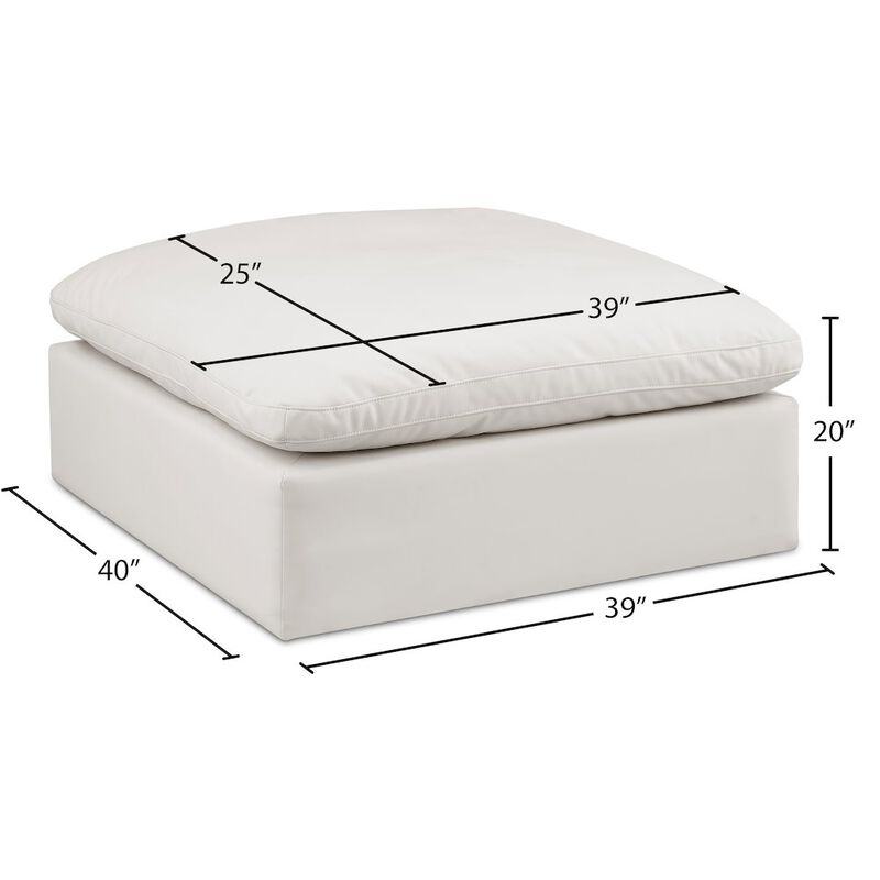 Meridian Furniture Comfy Cream Vegan Leather Modular Ottoman