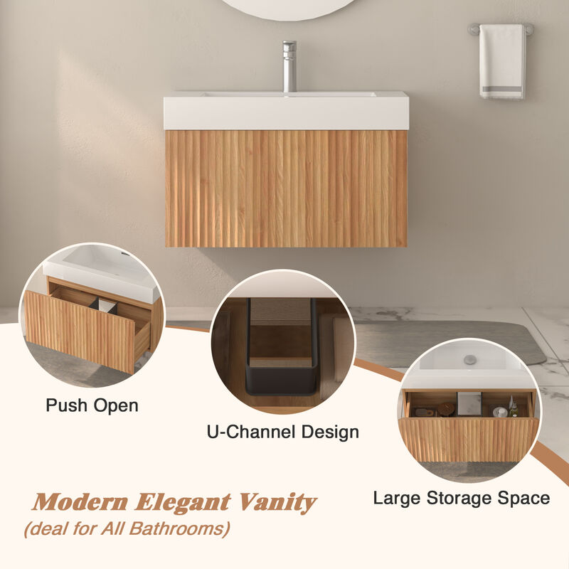 ELEMENT ACE Modern Floating Bathroom Vanity with Integrated Basin for Compact Spaces image number 4