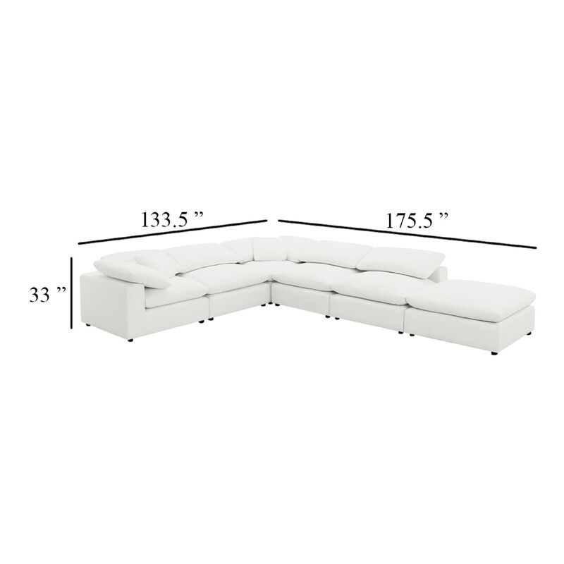 Allias 6pc Modular Sectional Sofa, Ivory White Boucle, 2 Pillows image number 4