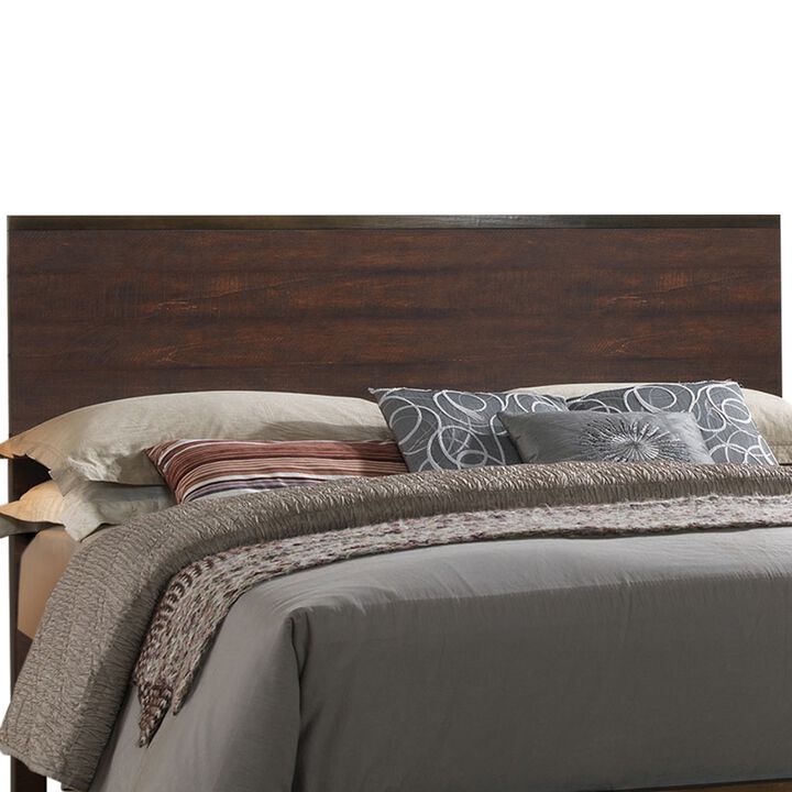 Transitional Style Eastern King Size Panel Bed with Low Footboard, Brown-Benzara