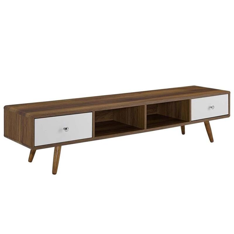 Modway Transmit 70" Media Console Wood TV Stand, 70 Inch, Walnut White image number 0