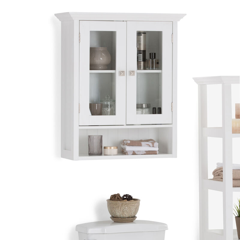 Simpli Home Acadian 24W Wall Cabinet with 2 Glass Doors and Shelf image number 1