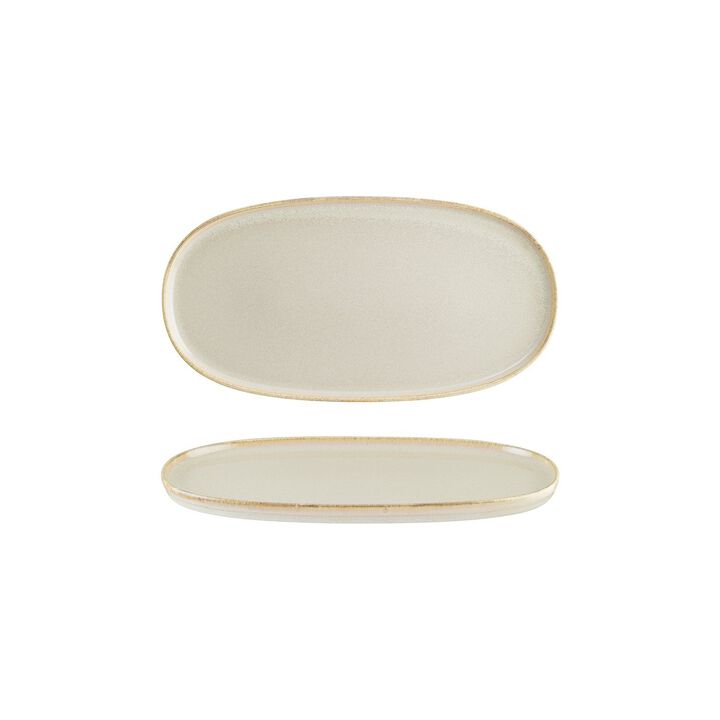 Sand 12" x 6.25" x h:0.75" Oval Beige Porcelain Platter