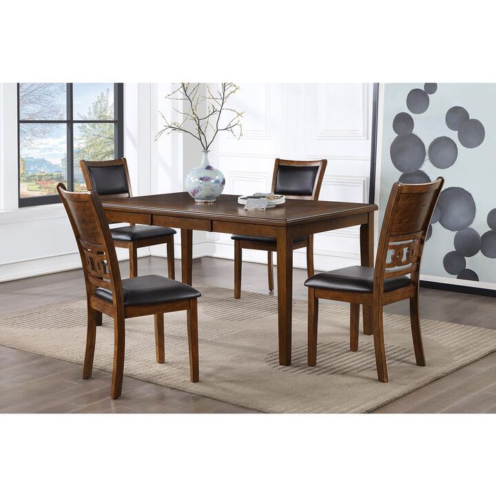 New Classic Furniture Gia 5-Piece 60 Wood Rectangular Dining Set with 4 Chairs in Brown