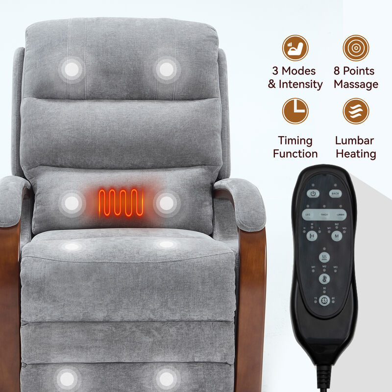 Power Chenille Lift Recliner Chair Dual Motor Infinite Position Up to 350 LBS