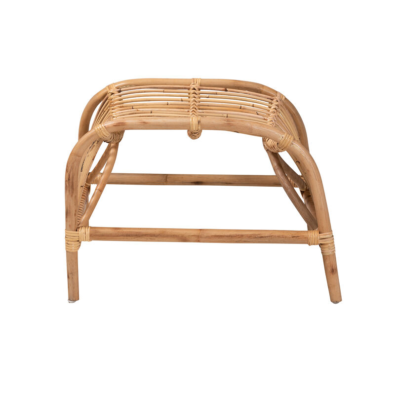 Bali & Pari Lamaria Modern Bohmenian Natural Brown Antique Rattan Footstool