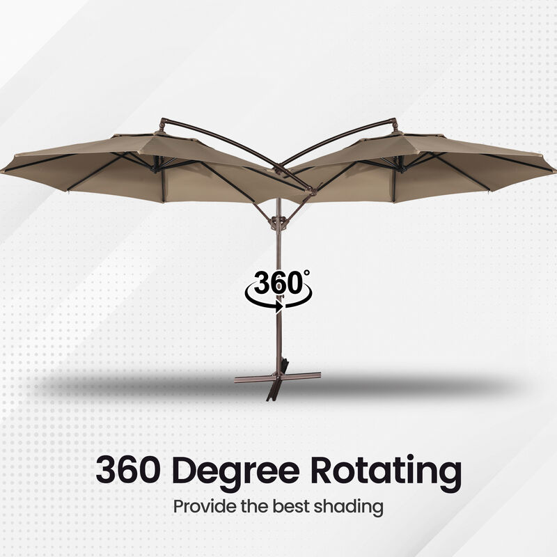 Mondawe 11ft Offset Patio Umbrella with Easy Tilt and Crank 360&deg; Rotate Patio Offset Hanging Outdoor Market Umbrella Cantilever Umbrella image number 3