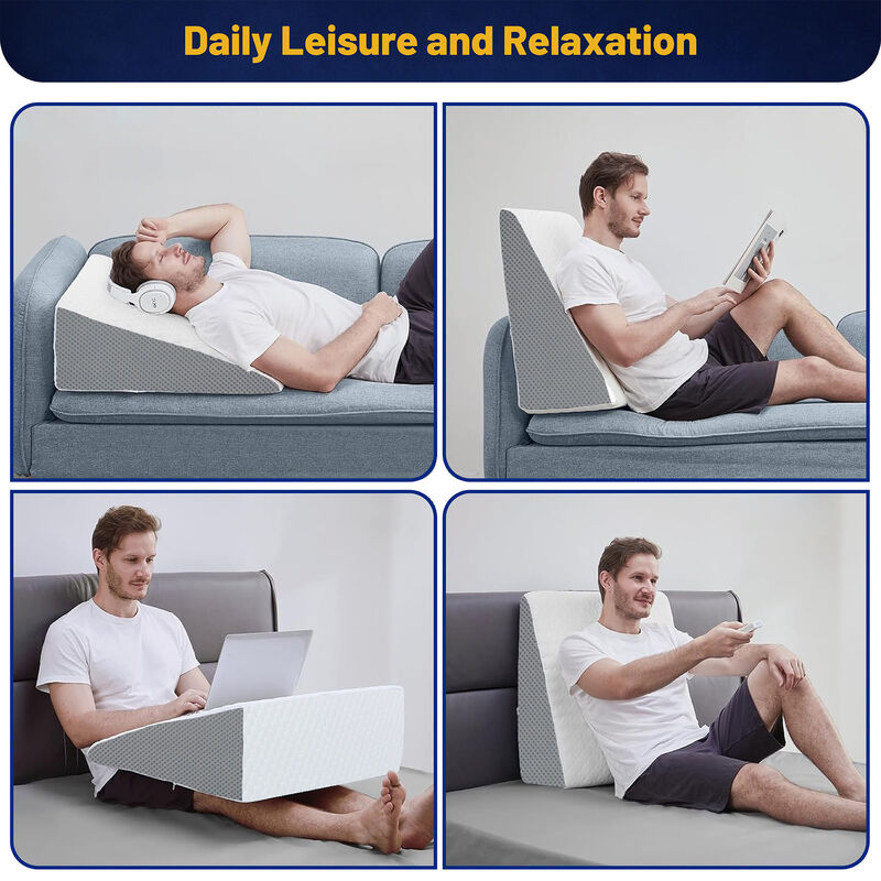 Continental Sleep, Elevated Bed Wedge Pillow for Back Support, Chic Jacquard Cover image number 4