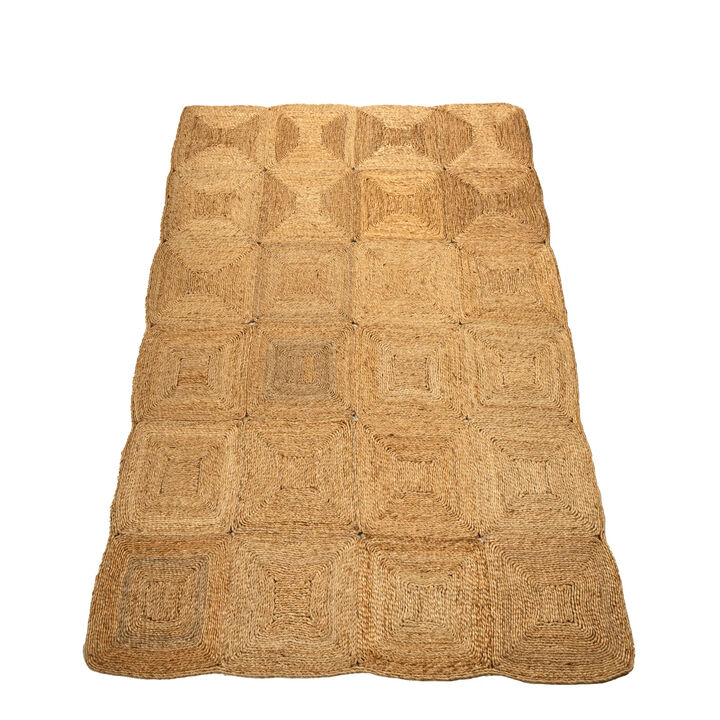 Hand Woven Jute Rectangular Geometric Carpet