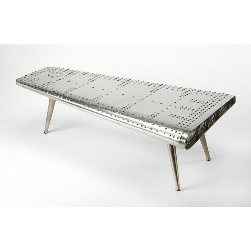 Starlight Canyon Home Silver Aviation Coffee Table, Airplane Desk with Iron and Wood Solids