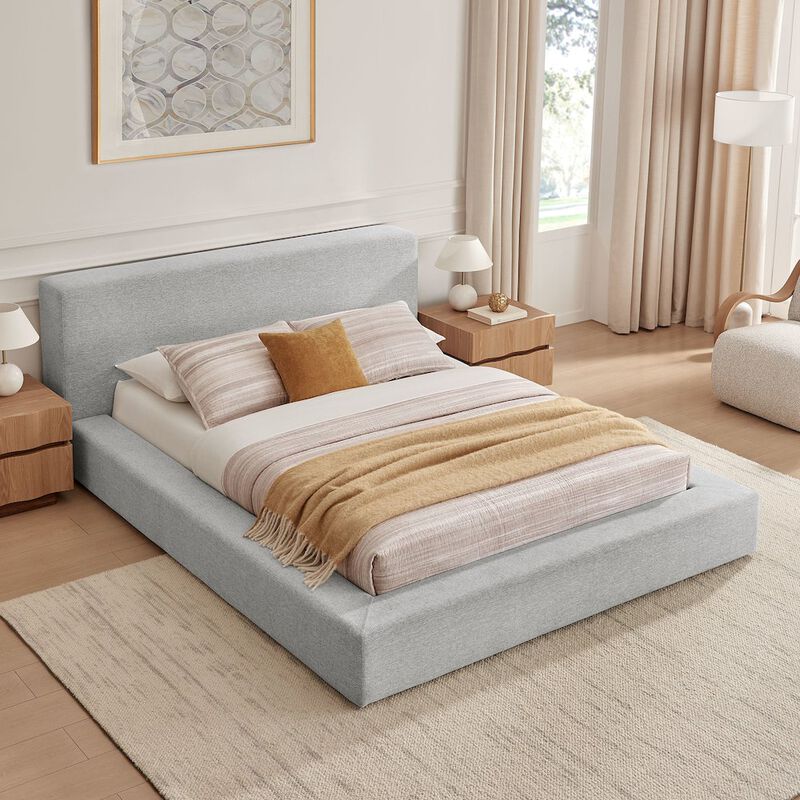 Luma Chenille Upholstered King Platform Bed Frame image number 8